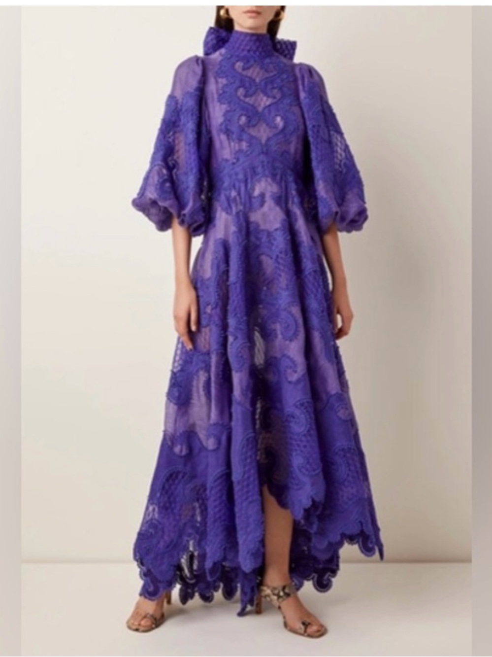 Zimmermann Violet Lace High-Low Maxi Dress